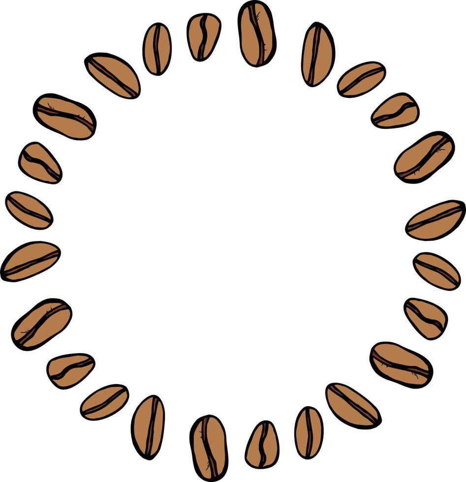 marco redondo con granos de café sobre fondo blanco. imagen vectorial vector