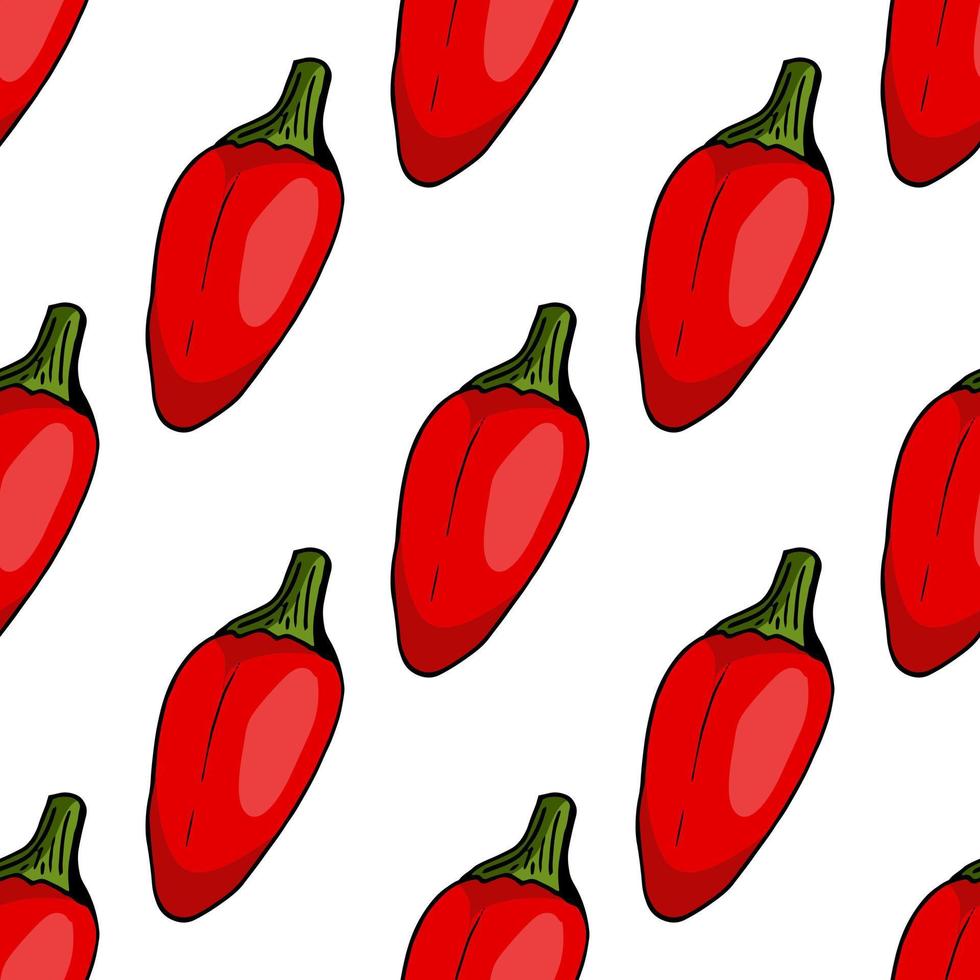 patrón sin costuras con pimientos rojos creativos sobre fondo blanco. imagen vectorial vector