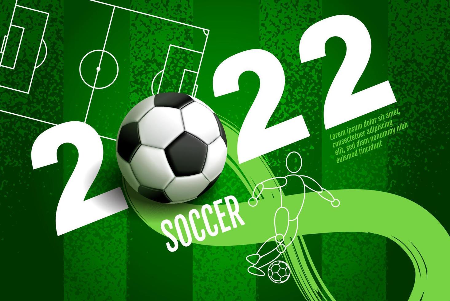 Diseño de diseño de fútbol 2022, fútbol, ilustración de fondo. vector