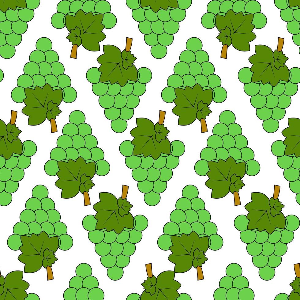 Seamless pattern with green grapes on a white background vector