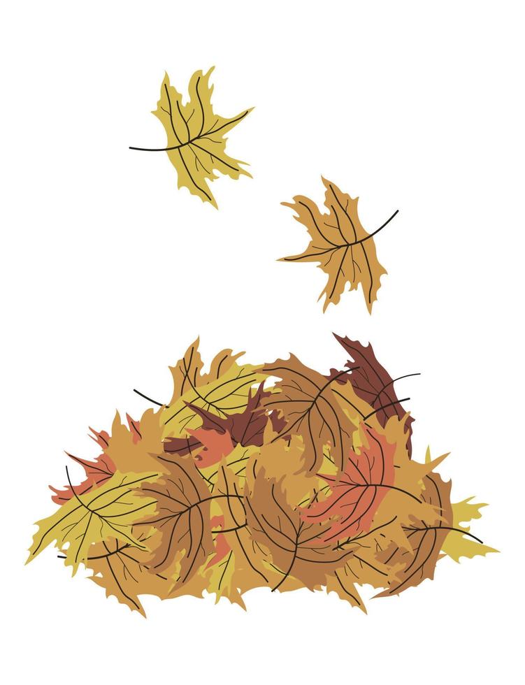 Montón de hojas de arce ilustración vectorial aislado sobre fondo blanco. vector