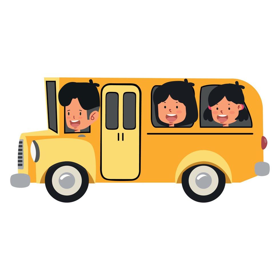 Cartoon school bus and children 12605472 Vector Art at Vecteezy