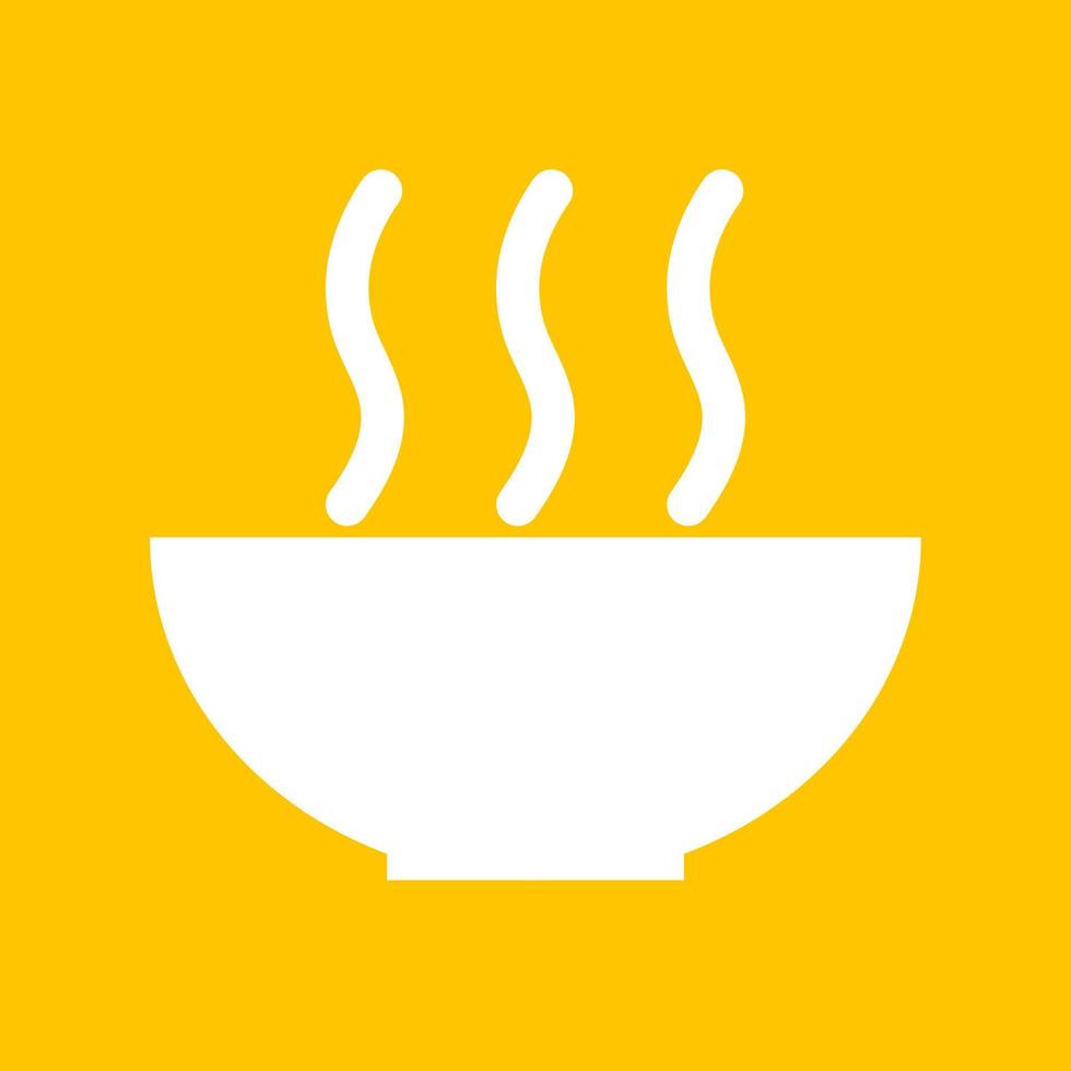 Bowl food icon with smoke on yellow background. vector