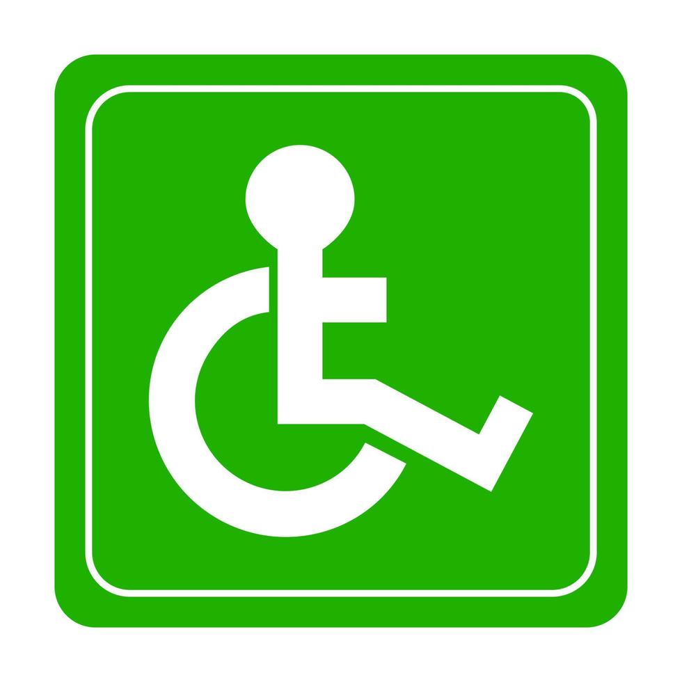 handicap icon button isolated on green background. vector