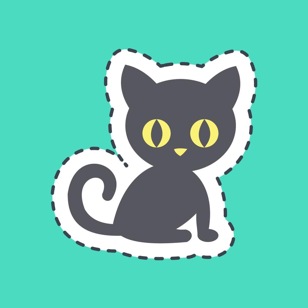 pegatina línea cortada gato. elementos de halloween bueno para impresiones, folletos, carteles, anuncios, logotipos, decoración de fiestas, tarjetas de felicitación, etc. vector