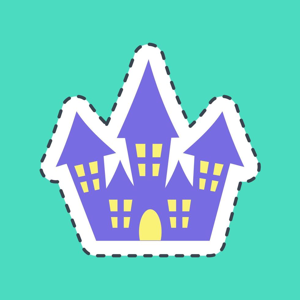 Sticker line cut haunted house. Halloween elements. Good for prints, flyer, posters, advertisement, logo, party decoration, greeting card, etc. vector
