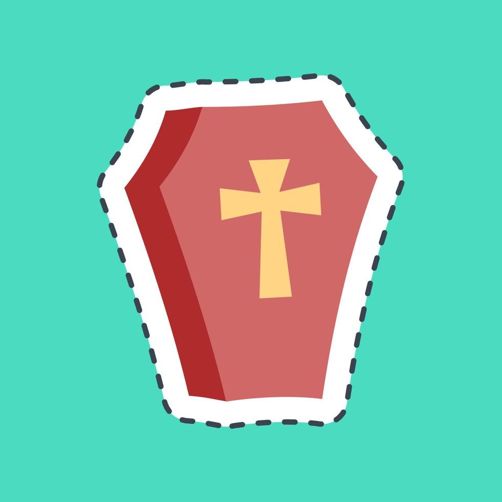 Sticker line cut Coffin. Halloween elements. Good for prints, flyer, posters, advertisement, logo, party decoration, greeting card, etc. vector