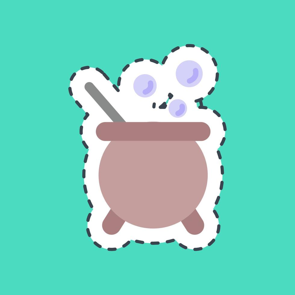 Sticker line cut witch pot. Halloween elements. Good for prints, flyer, posters, advertisement, logo, party decoration, greeting card, etc. vector