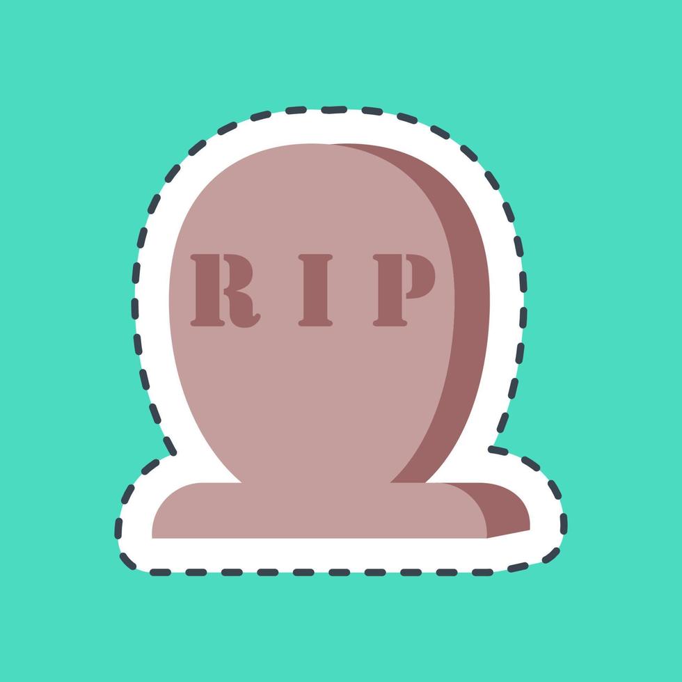 Sticker line cut tombstone. Halloween elements. Good for prints, flyer, posters, advertisement, logo, party decoration, greeting card, etc. vector