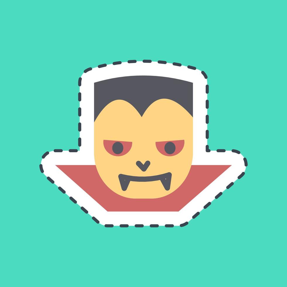 Sticker line cut dracula vampire. Halloween elements. Good for prints, flyer, posters, advertisement, logo, party decoration, greeting card, etc. vector