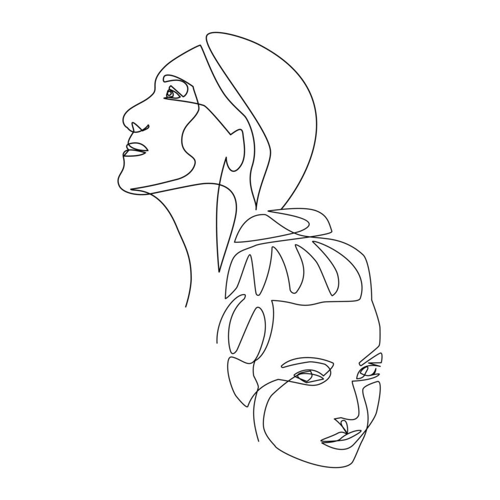 ilustración vectorial de un retrato femenino dibujado en estilo de arte lineal vector