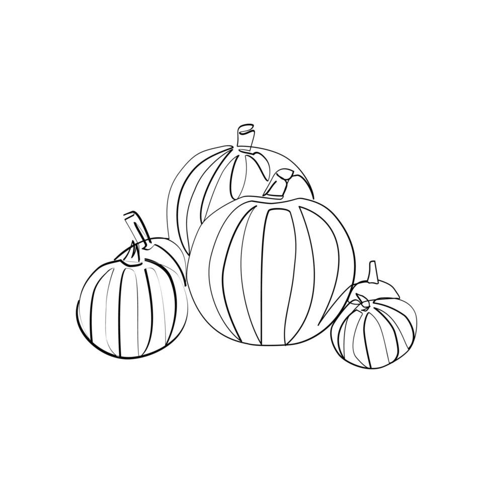 ilustración de vector de calabaza dibujada en estilo de arte de corteza