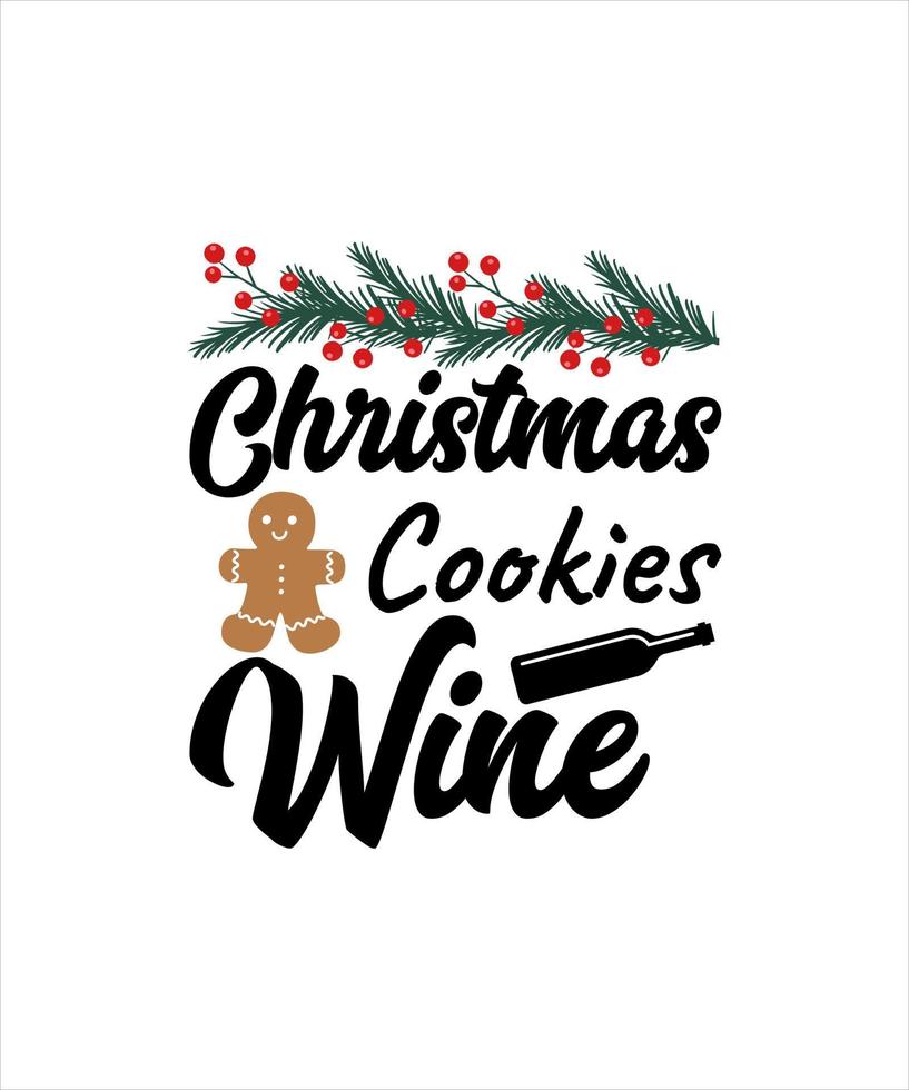 Christmas Cookies wine logo tshirt design vector