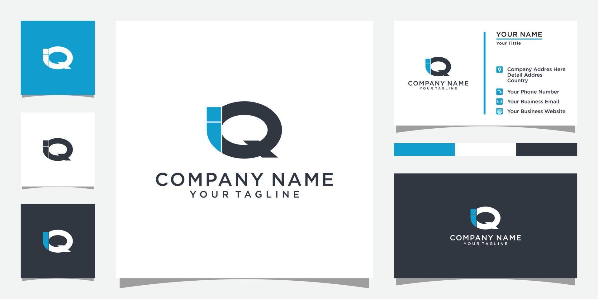 IQ or QI letter logo design template vector