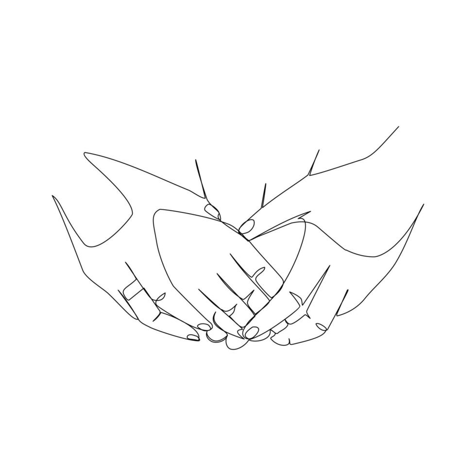 Vector illustration of mother's hands holding children's hands