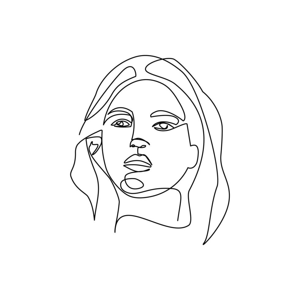 ilustración vectorial de un retrato femenino dibujado en estilo de arte lineal vector