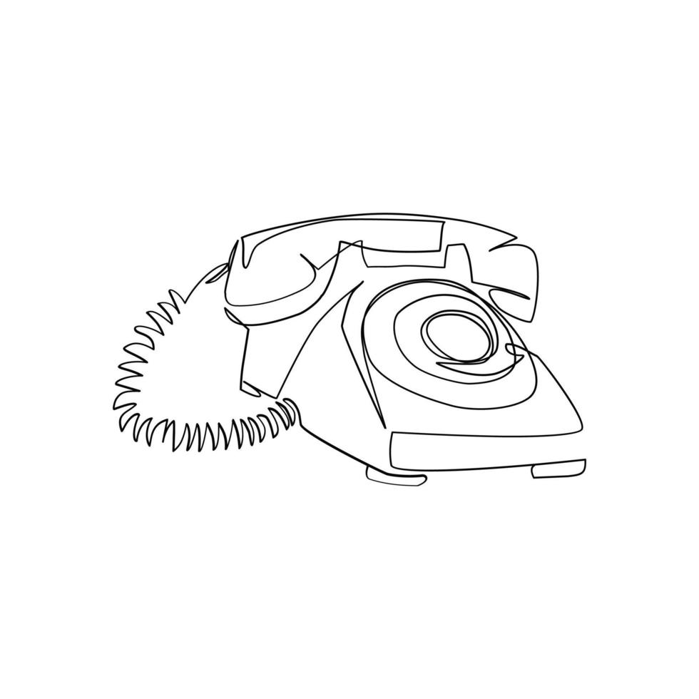 ilustración de vector de teléfono dibujada en estilo de arte de línea