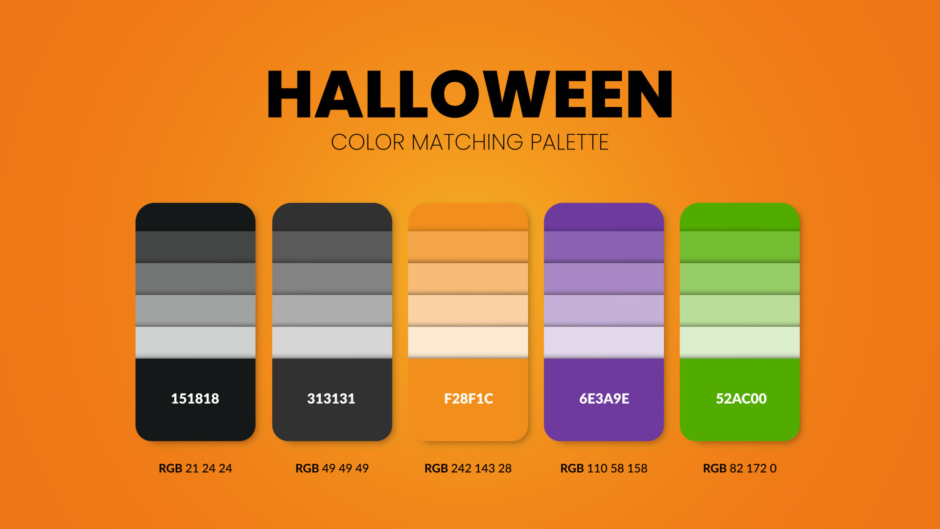 Halloween theme color palettes or color schemes are trends combinations