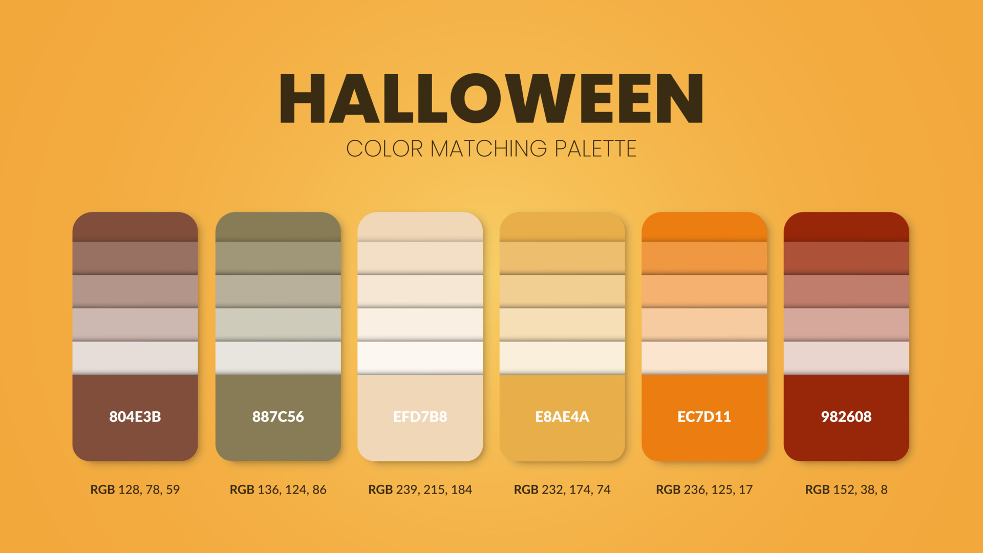 Halloween theme color palettes or color schemes are trends combinations