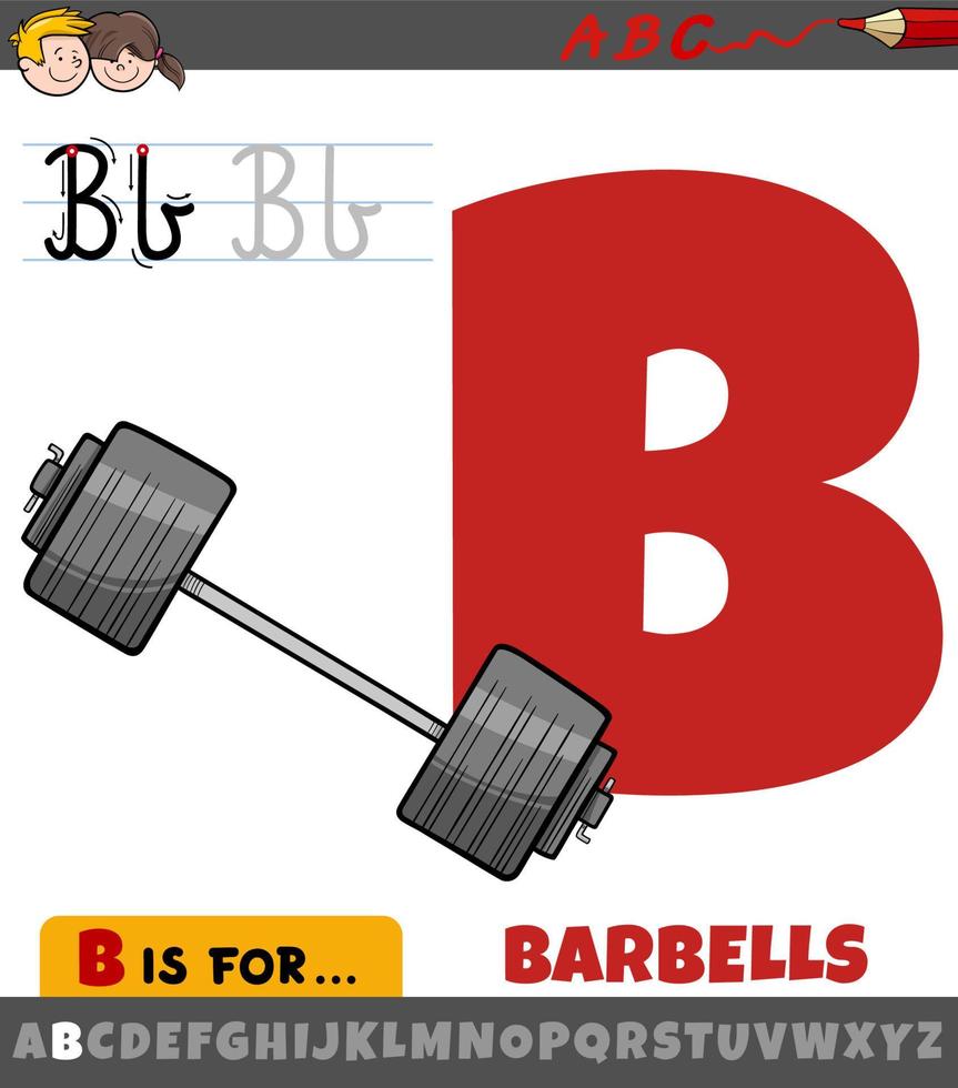 letter B from alphabet with cartoon bucket object vector