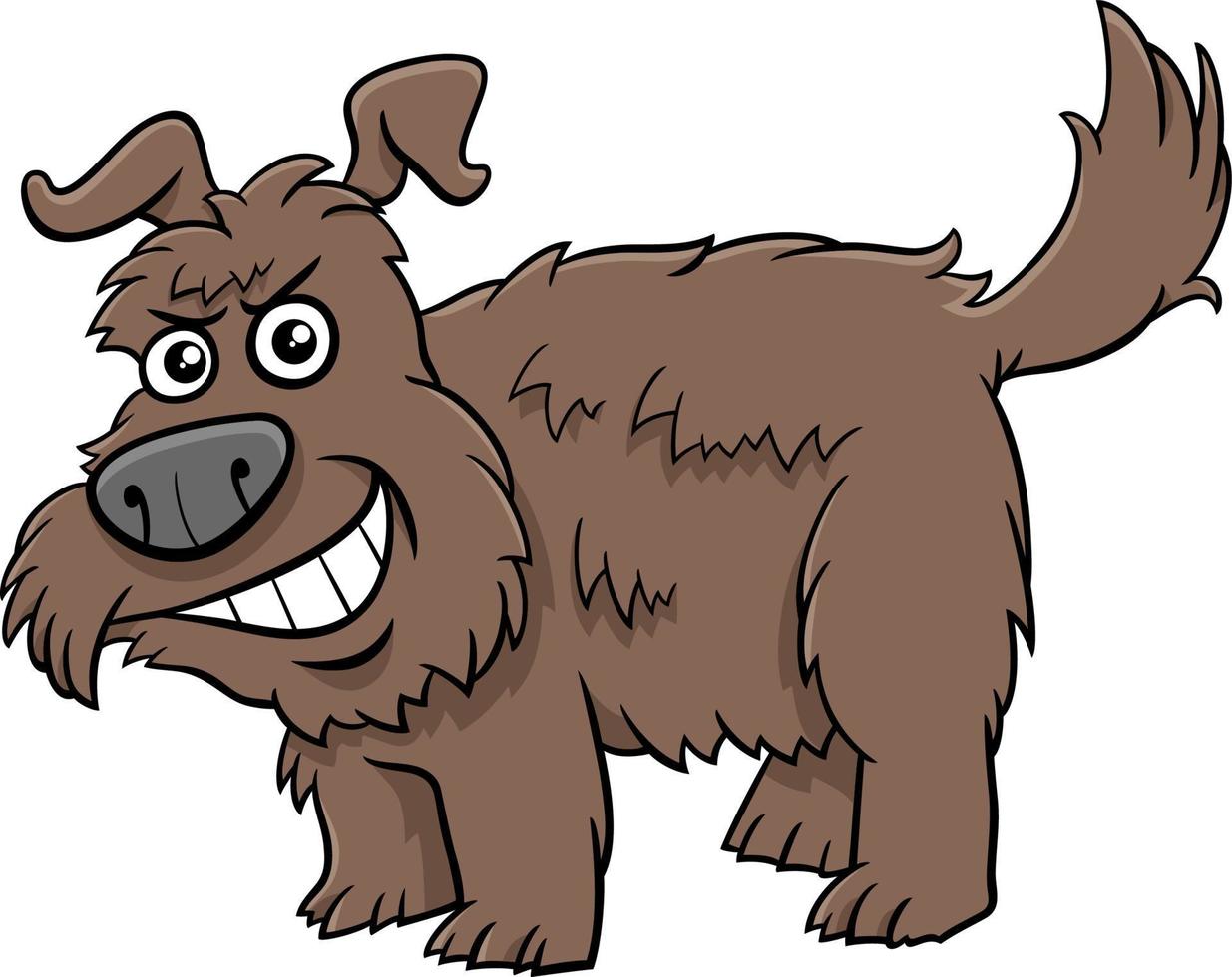 personaje animal cómico de perro marrón peludo divertido de dibujos animados vector