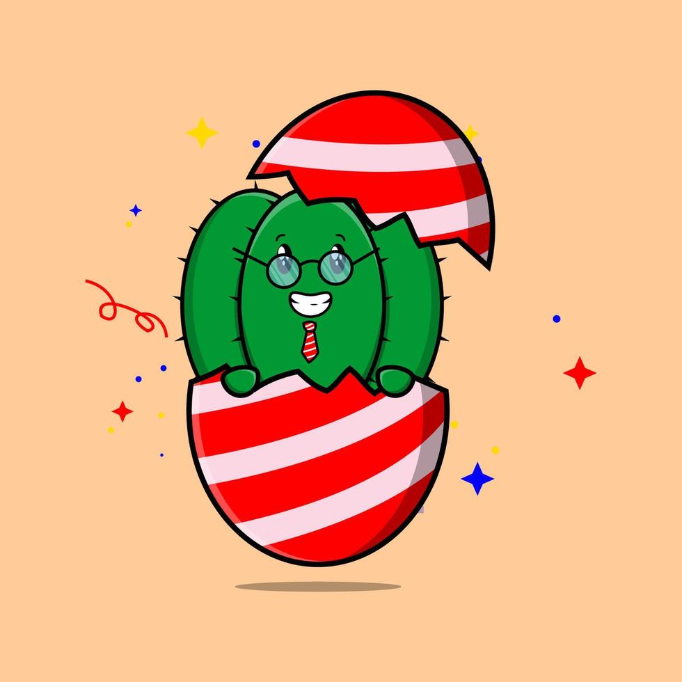 lindo cactus de dibujos animados que sale del cactus de pascua vector