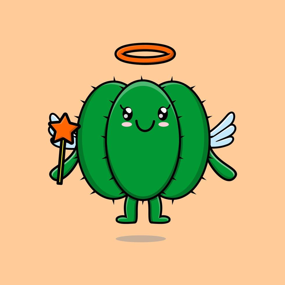 Cute Cartoon Cactus character in the form of fairy vector