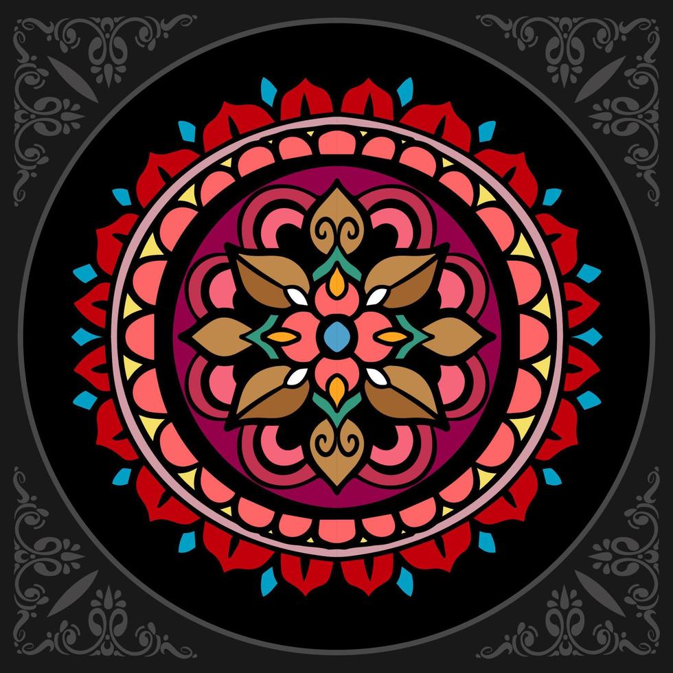 Colorful Circle mandala arts isolated on black background. vector