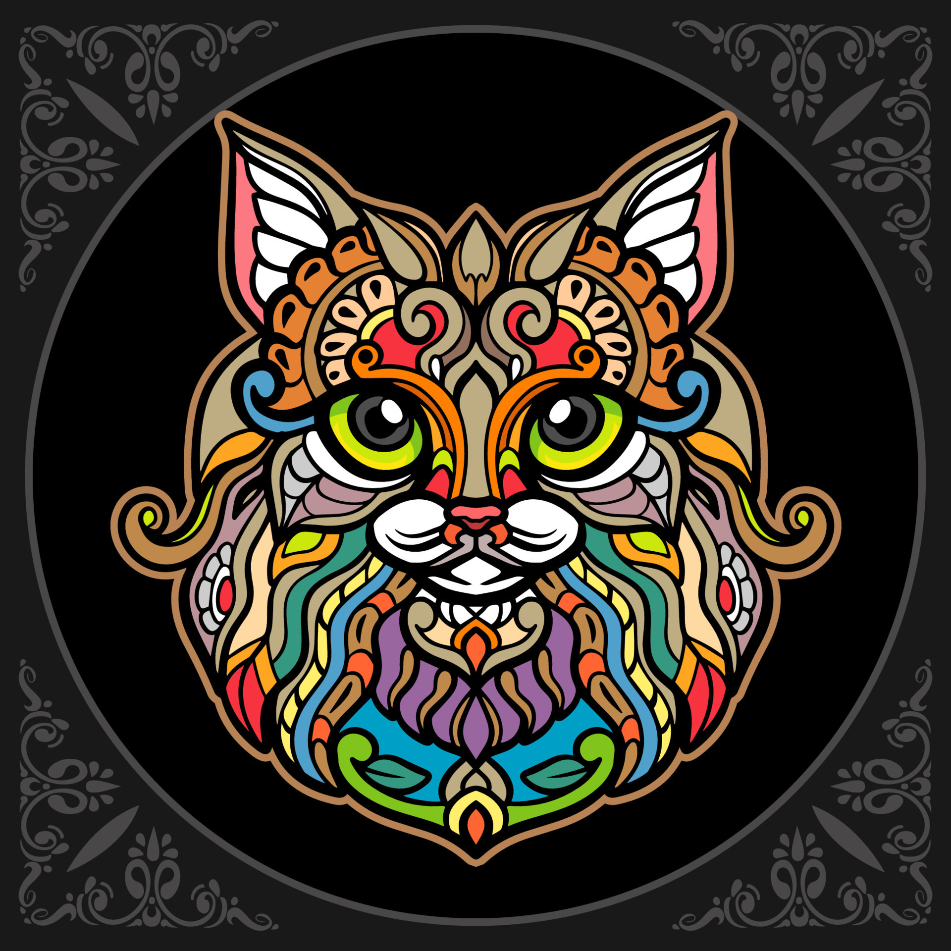 Cat Mandala Art - GalleryHaven - Digital Art, Animals, Birds