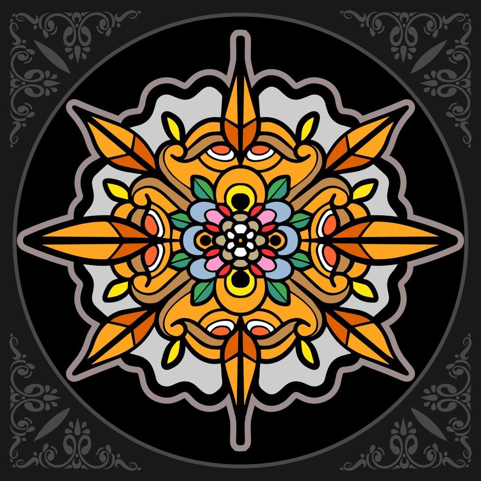 Colorful Circle mandala arts isolated on black background. vector