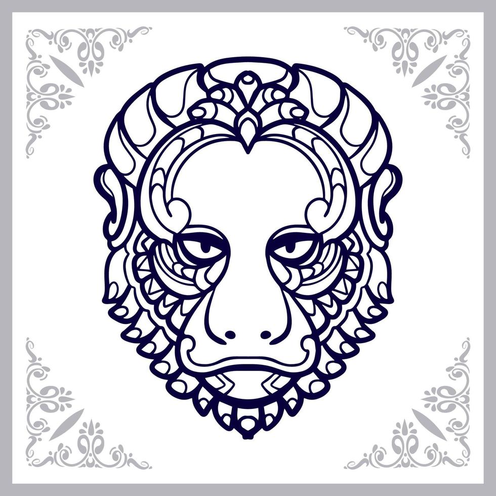 Monkey head mandala arts isolated on white background vector