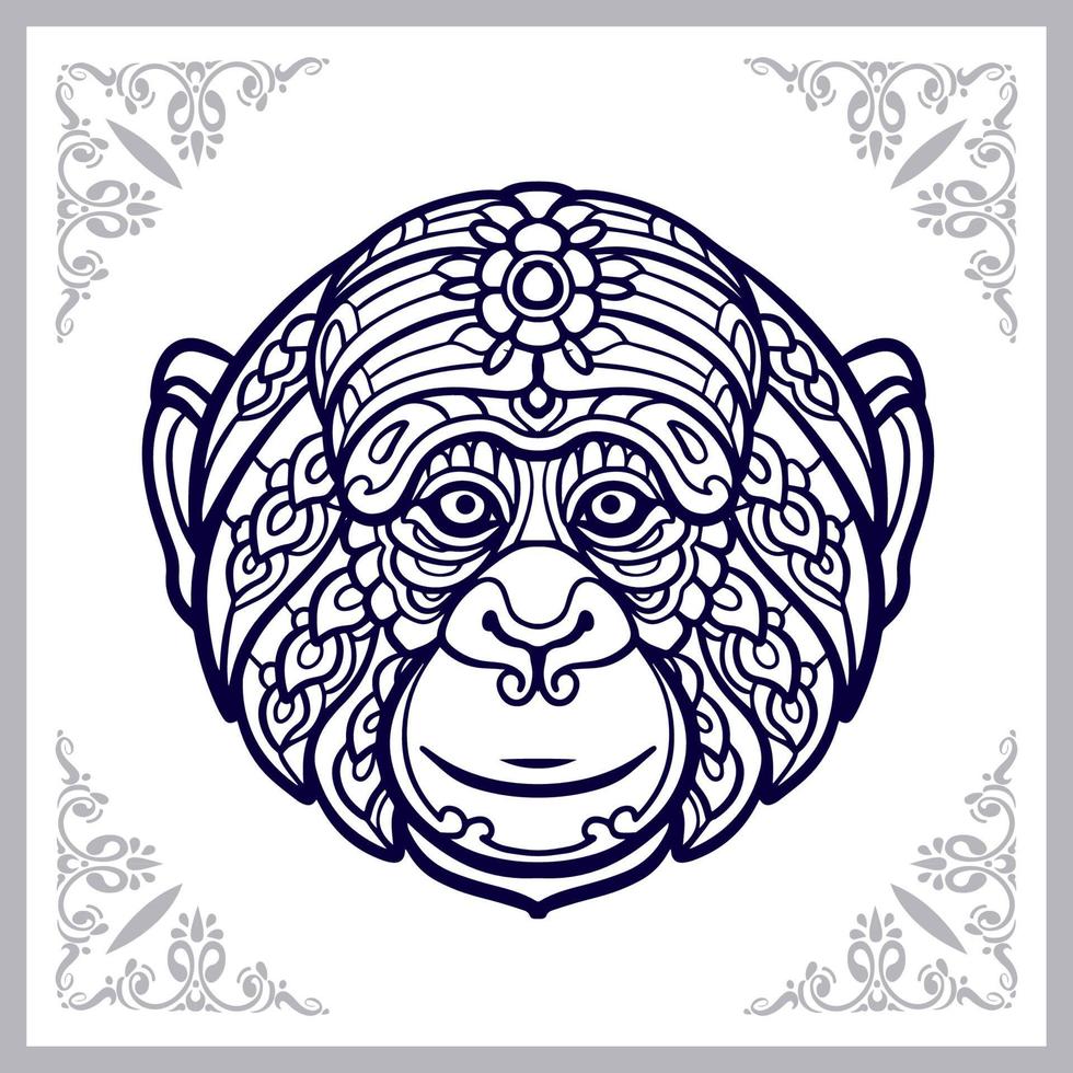 Monkey head mandala arts isolated on white background vector