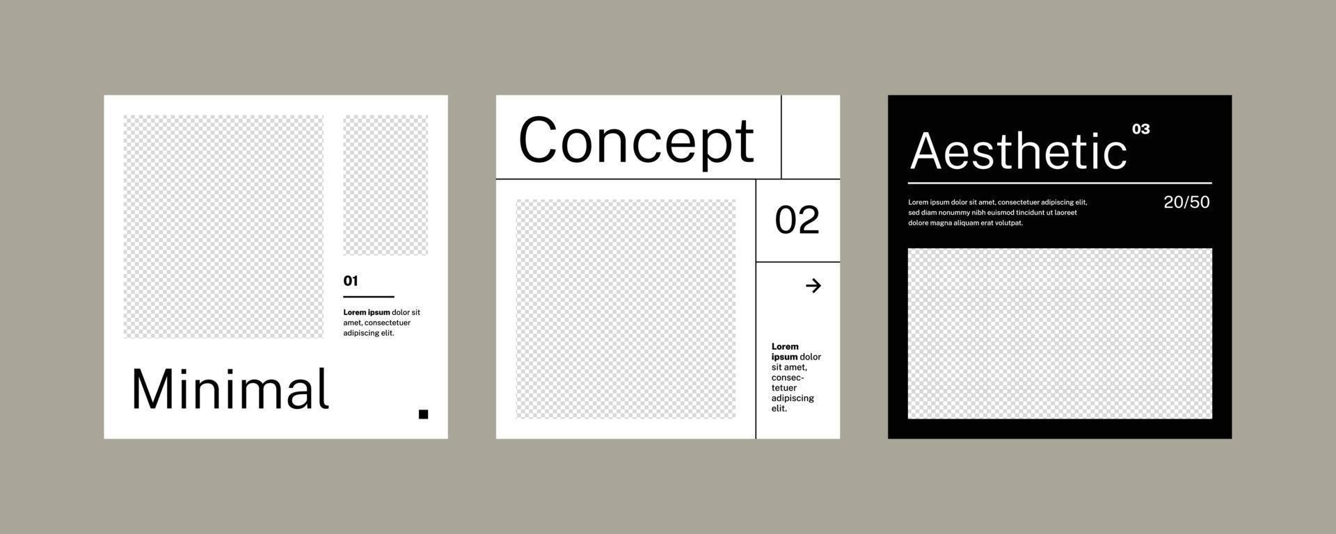 Aesthetic minimal social media post template vector