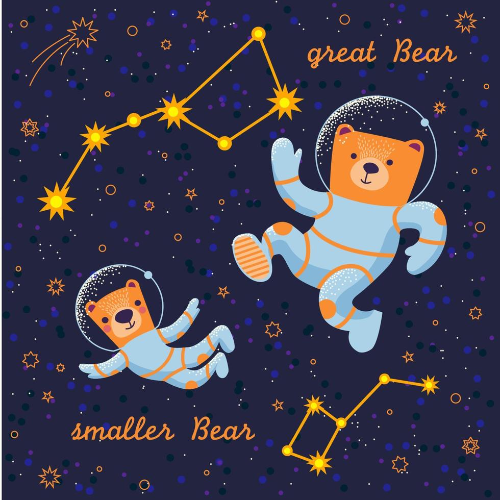great bear and smaller bear in spase vector