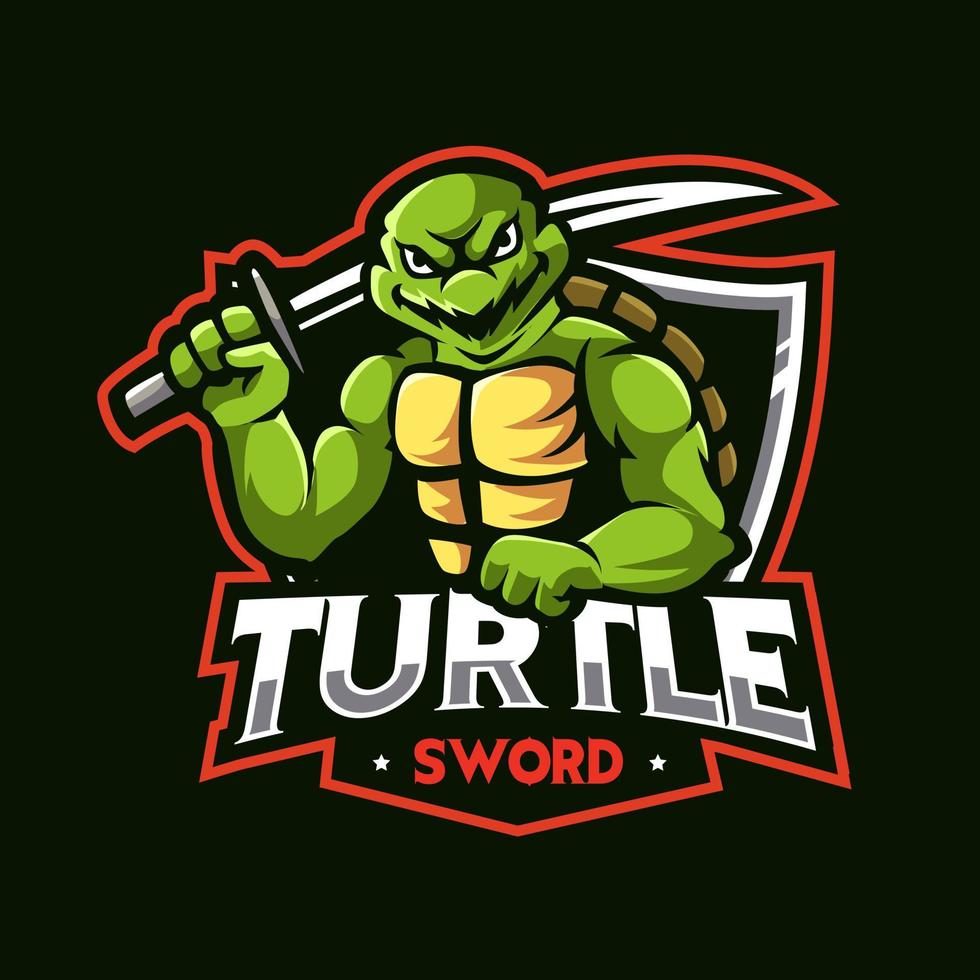 tortuga ninja mascota logo juego ilustración vector