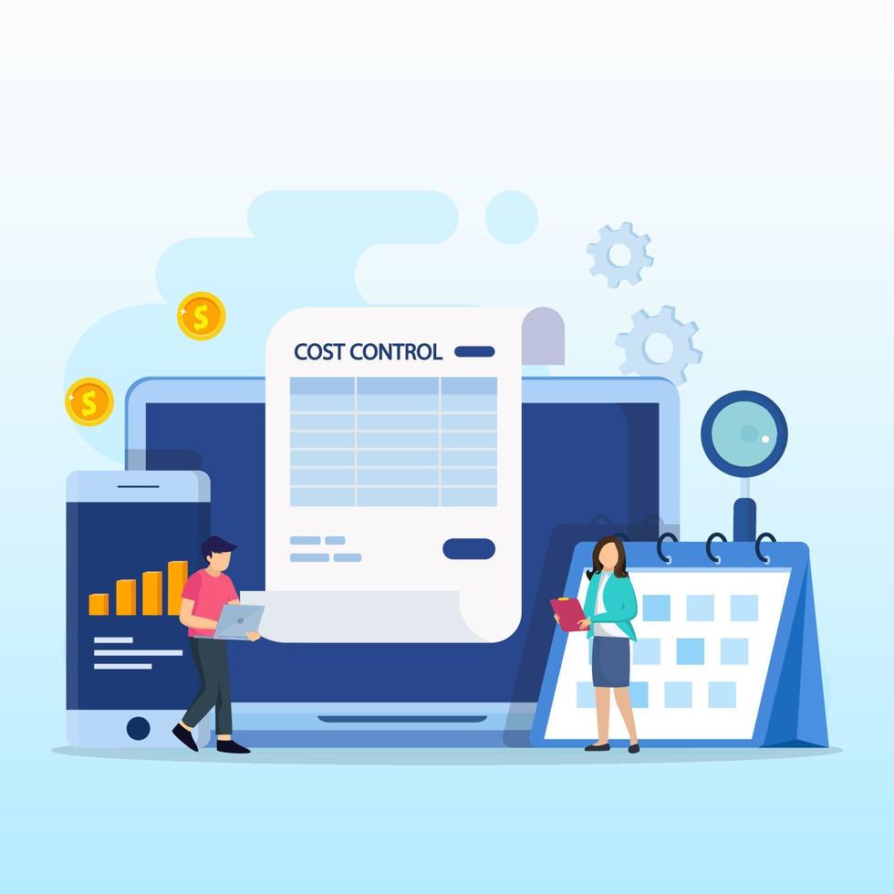 Cost control concept. Idea of financial planning savings flat vector illustration.