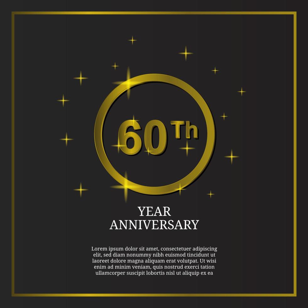 Logotipo de tipo de icono de celebración del 60 aniversario en color dorado de lujo vector