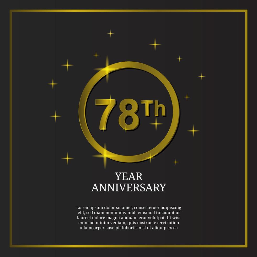 78th anniversary celebration icon type logo in luxury gold color vector