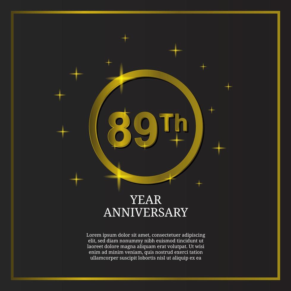 89th anniversary celebration icon type logo in luxury gold color vector