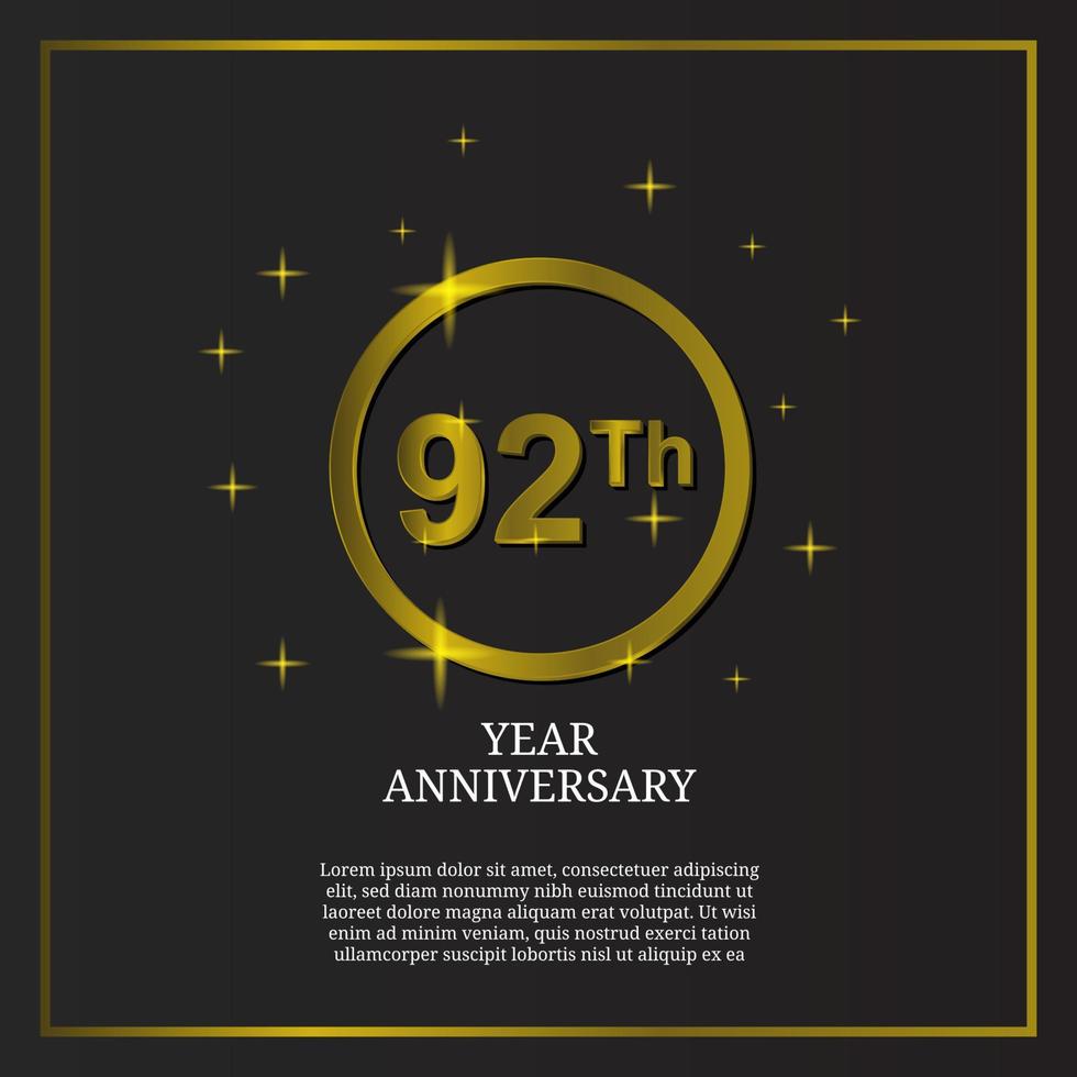 92th anniversary celebration icon type logo in luxury gold color vector