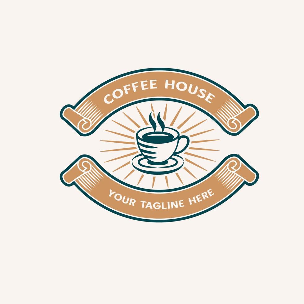 Vintage coffee shop emblem logo vector