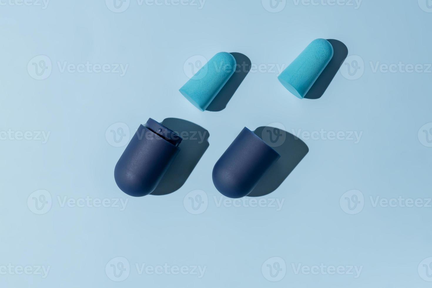 Soft foam earplug with individual capsule package. Accessories for good rest at night, block of any light and sound. photo