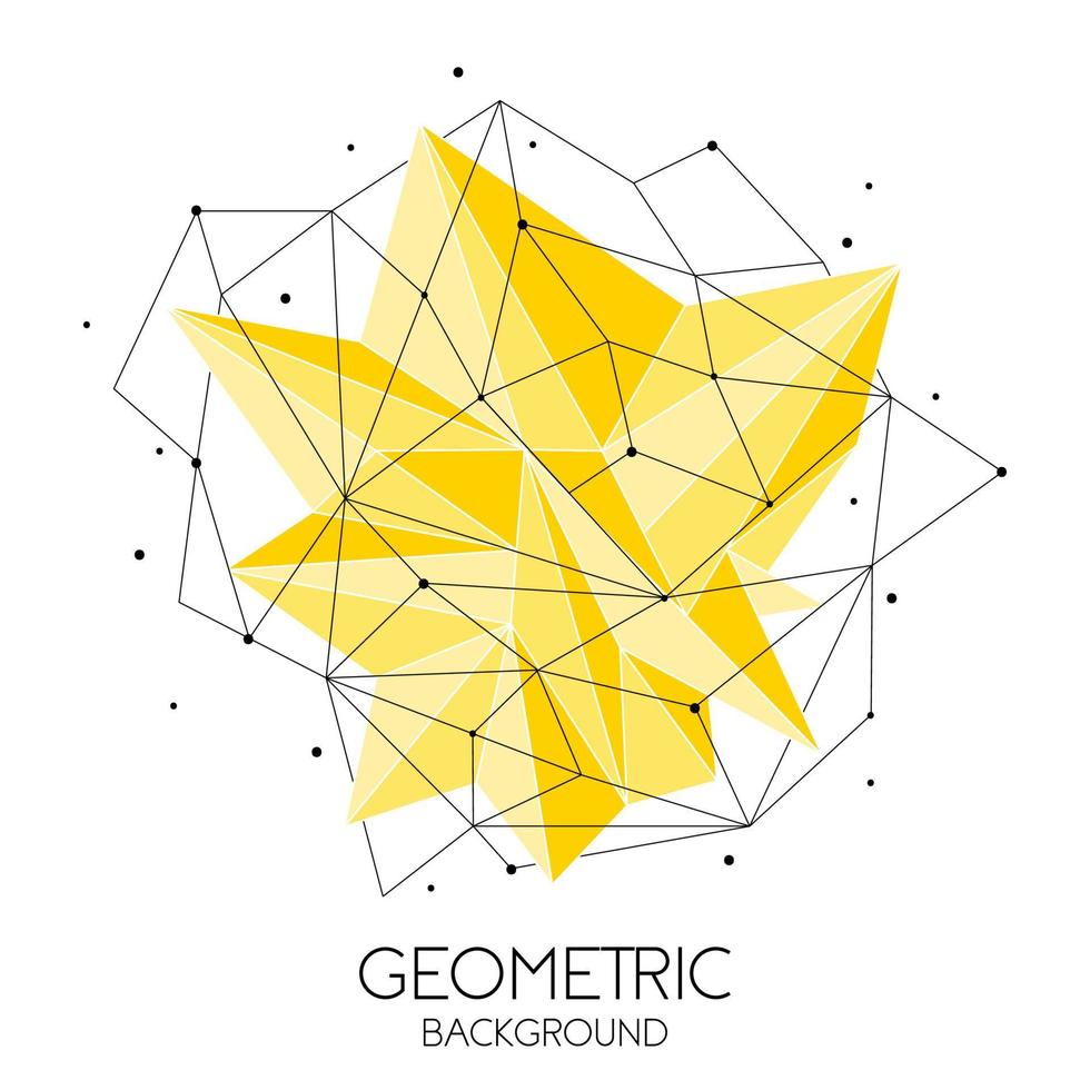 Polygonal abstract futuristic template, low poly sign on white background. Vector lines, dots and triangle shapes, connecting network, digital molecules technology, connection structure.