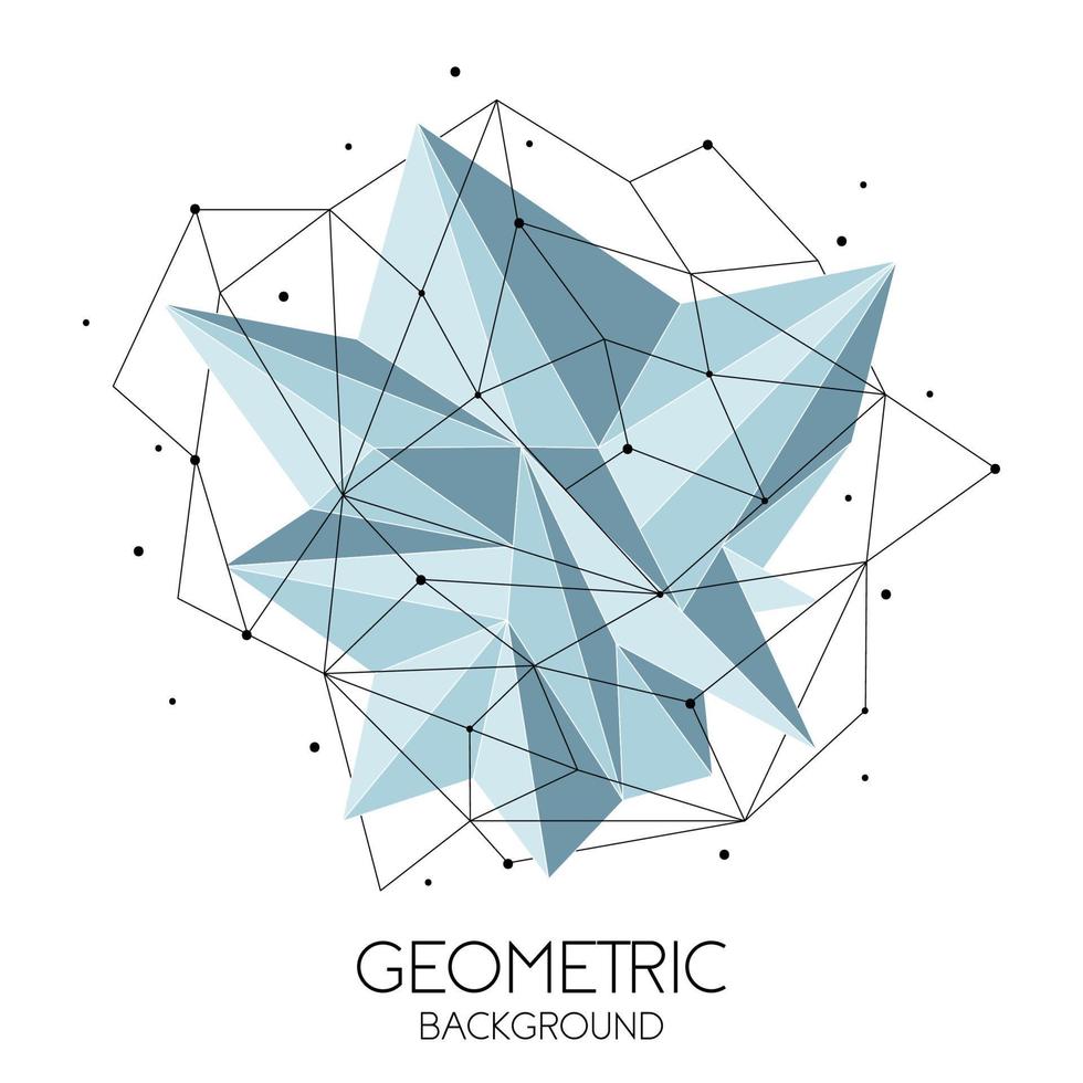 Polygonal abstract futuristic template, low poly sign on white background. Vector lines, dots and triangle shapes, connecting network, digital molecules technology, connection structure.