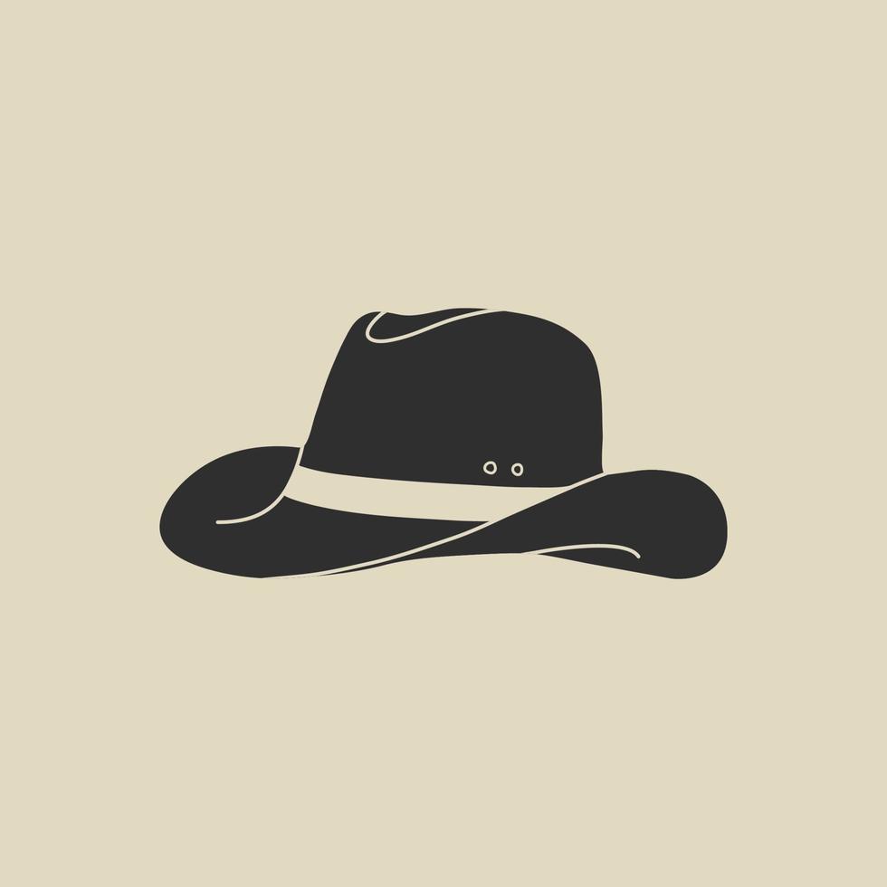 Wild west element in modern flat, line style. Hand drawn vector illustration of old western cowboy hat fashion style, vintage design. Cowboy patch, badge, emblem, logo.