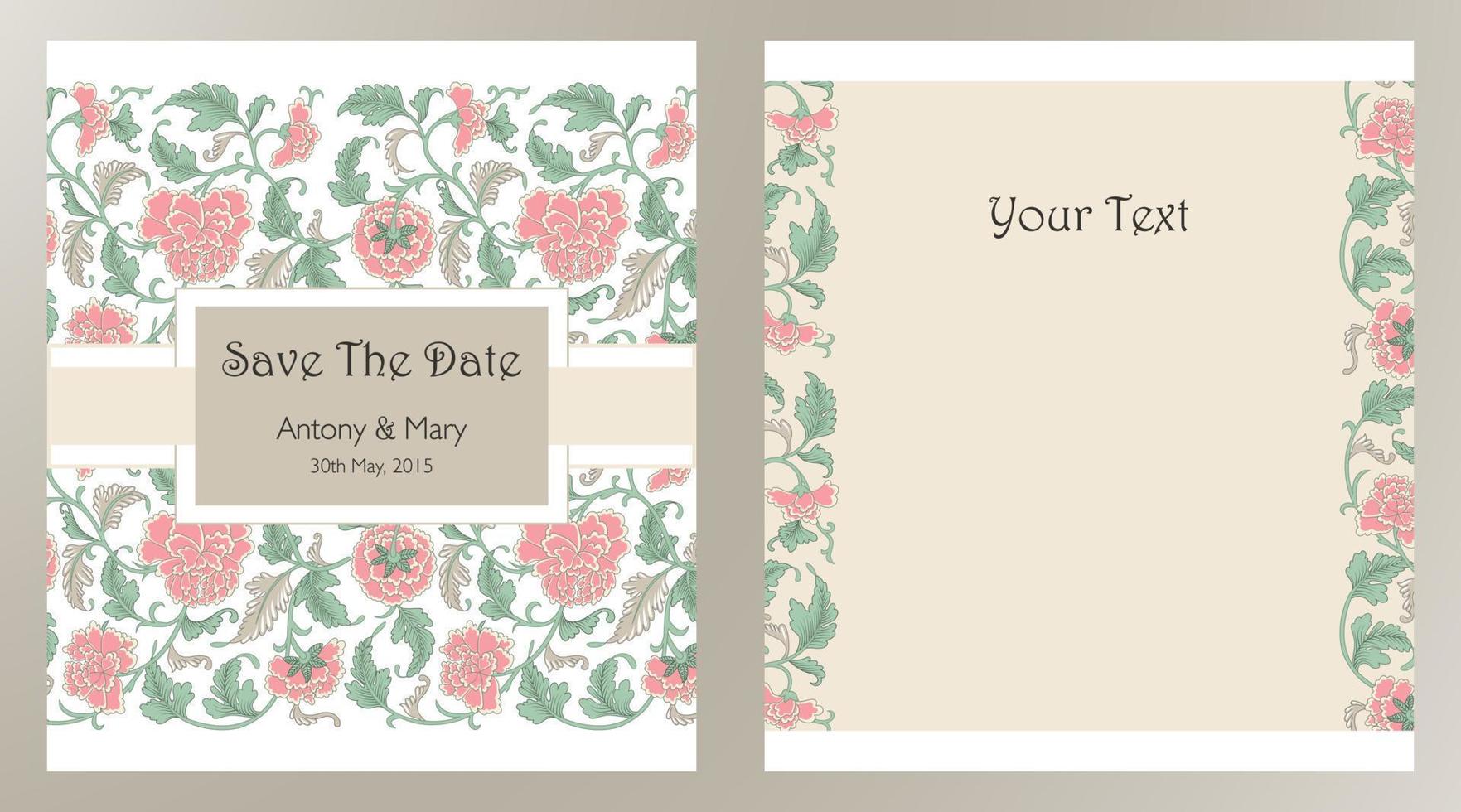 Wedding invitation cards with floral elements vector
