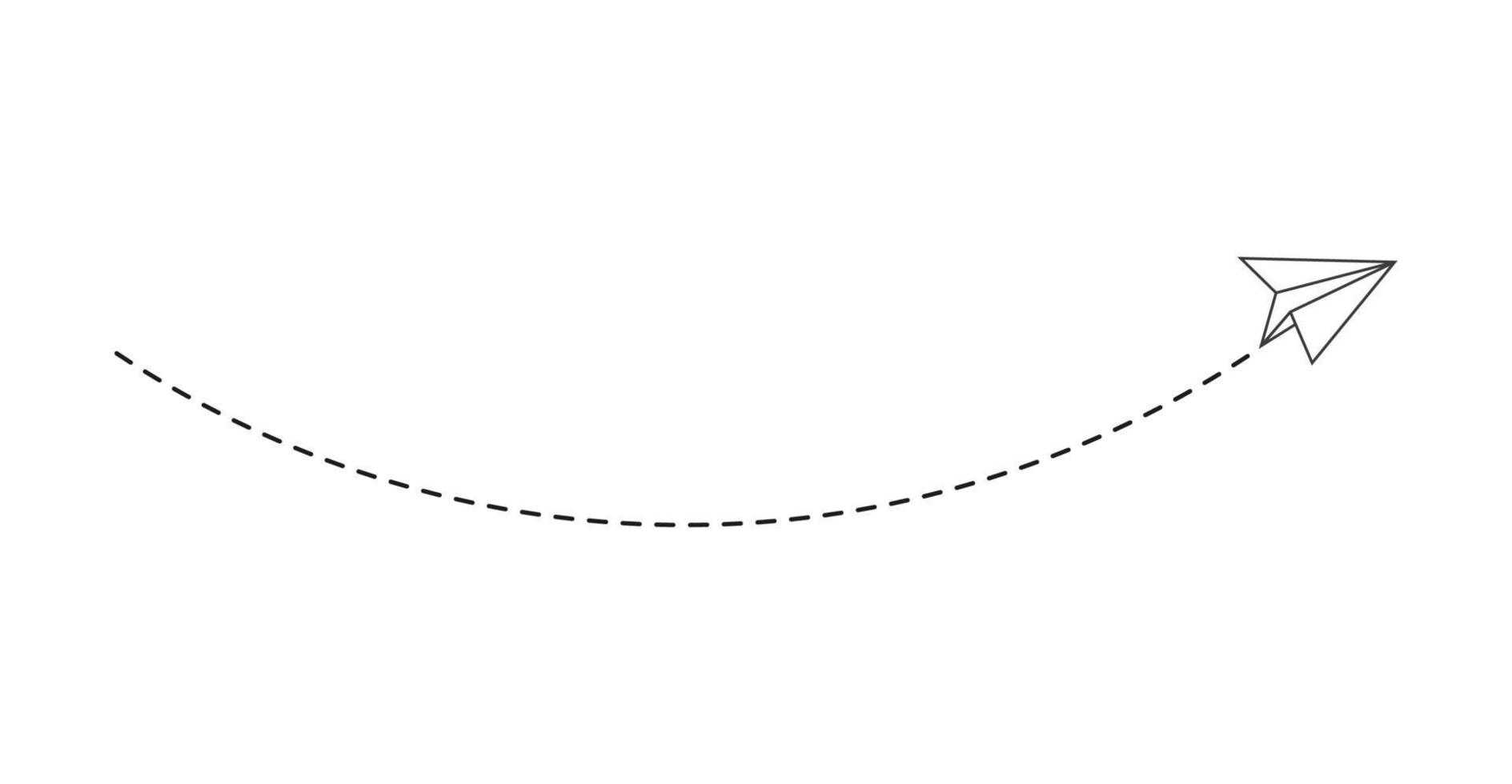 ruta de avión de papel de línea discontinua vector