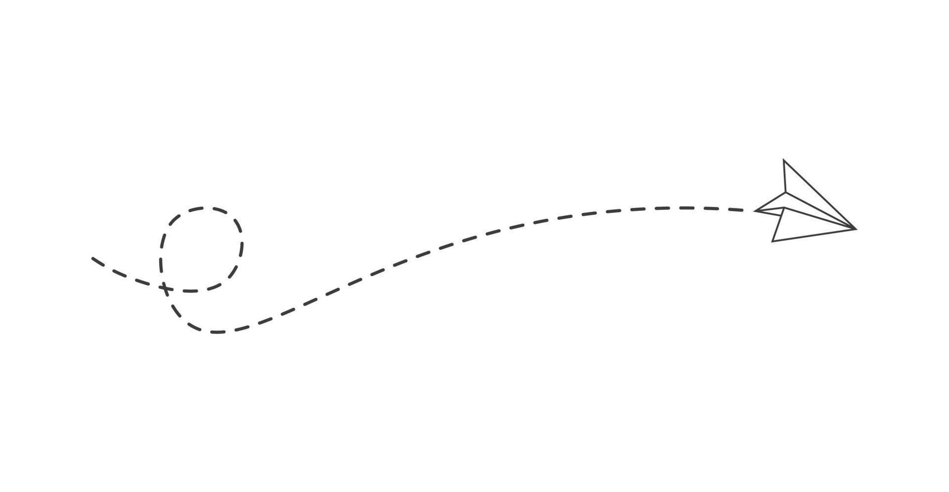 ruta de avión de papel de línea discontinua vector