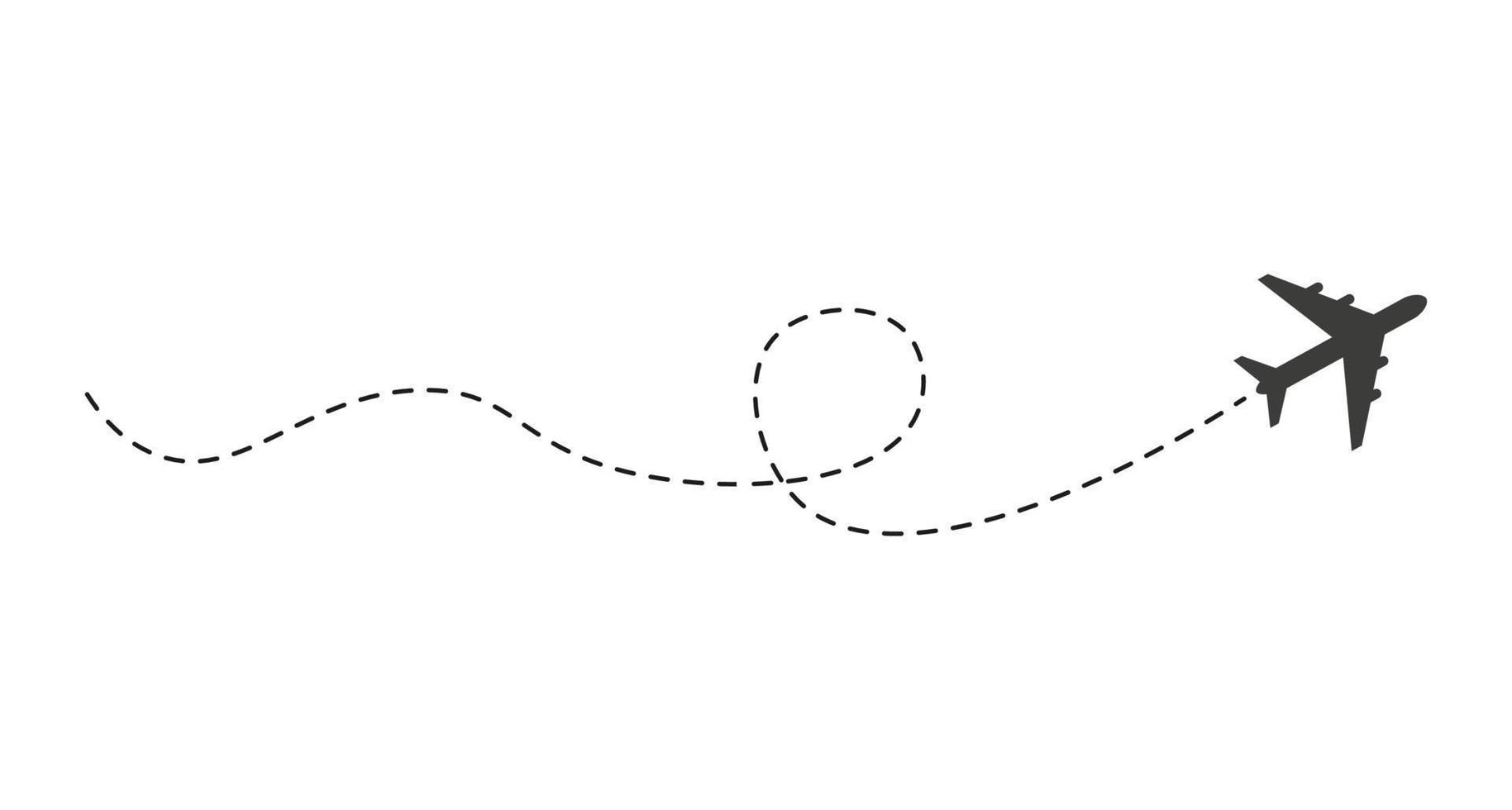 ruta de avión de línea discontinua vector