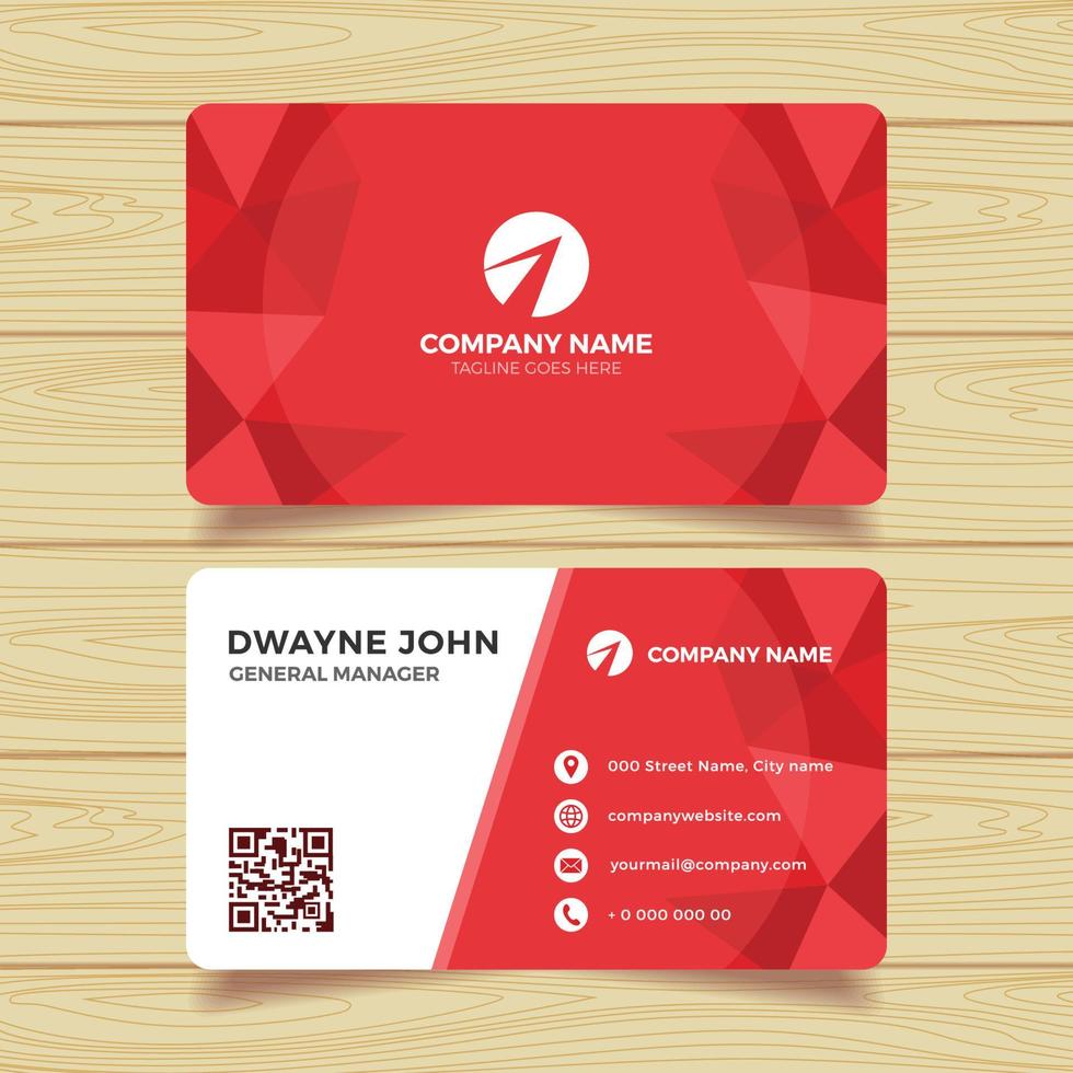 Red Geometric Business Card Template vector
